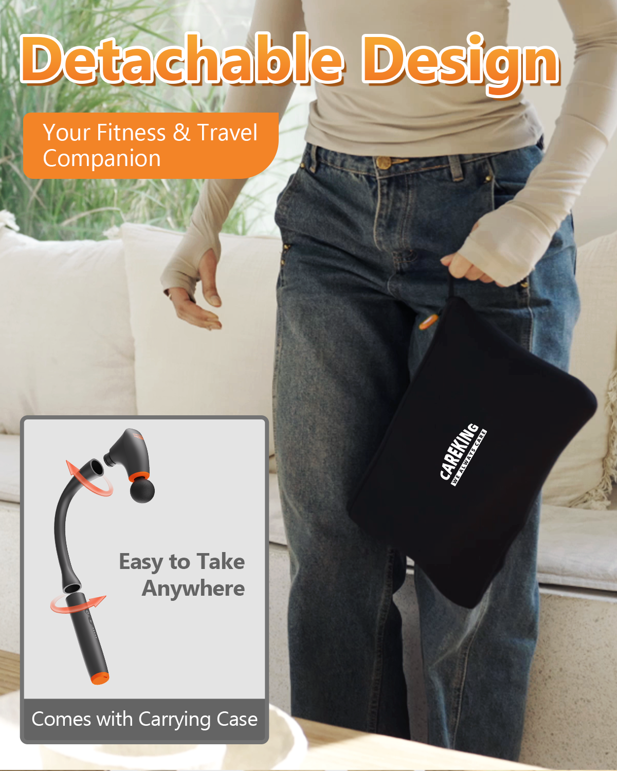 Long Handle Massage Gun Deep Tissue for Back/Neck/Muscle Pain Relief - Electric Handheld Percussion Shoulder Massager Tool