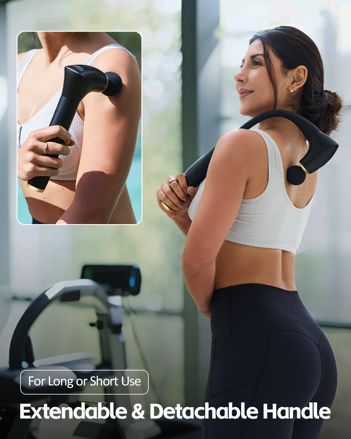 CAREKING 2-in-1 Detachable Percussion Massage Gun with Extension Handle, Back Massager for Pain Relief Deep Tissue Muscle Massager for Arm Shoulder Lower Back Thigh Waist, Gifts for Women, FSA HSA Eligible