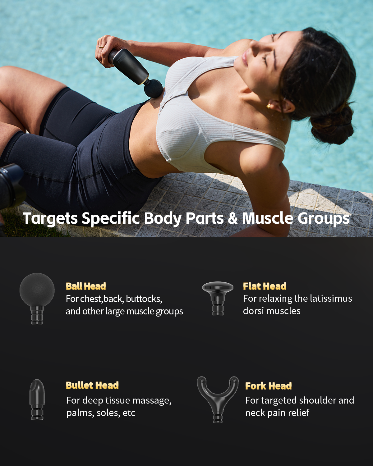 CAREKING 2-in-1 Detachable Percussion Massage Gun with Extension Handle, Back Massager for Pain Relief Deep Tissue Muscle Massager for Arm Shoulder Lower Back Thigh Waist, Gifts for Women, FSA HSA Eligible