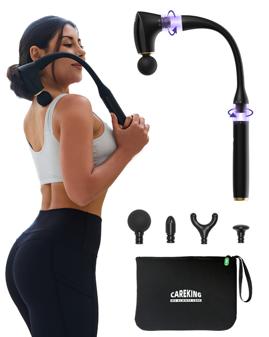 CAREKING 2-in-1 Detachable Percussion Massage Gun with Extension Handle, Back Massager for Pain Relief Deep Tissue Muscle Massager for Arm Shoulder Lower Back Thigh Waist, Gifts for Women, FSA HSA Eligible