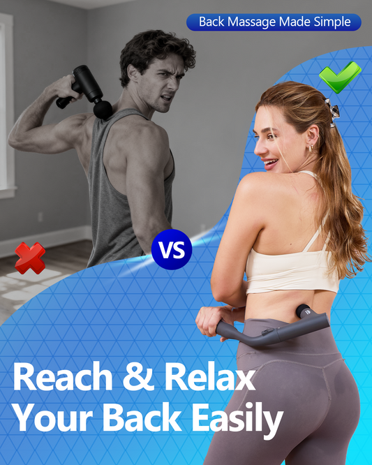 CAREKING 3-in-1 Detachable Massage Gun Deep Tissue, Ergonomic Extension Handle Back Massager for Pain Relief, Portable Percussion Muscle Massager for Shoulder, Thigh, Waist & Neck