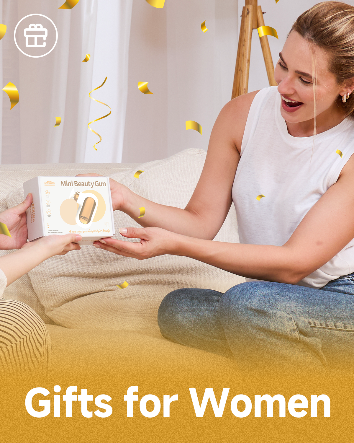 CAREKING Mini Massage Gun Travel Size, Powerful Small Massage Gun Deep Tissue for Pain Relief, Muscle Massager for Neck Shoulder Thigh Scalp Quiet Pocket Massager with Carry Case Gifts for Women
