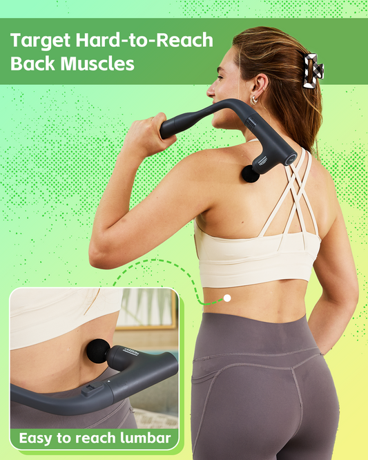 3 Style Back Massage Gun with Extended Handle for Hard-to-Reach Areas, Convertible Massager Pain Relief Deep Tissue Percussion Muscle Massager Shoulder, and Legs for Men and Women