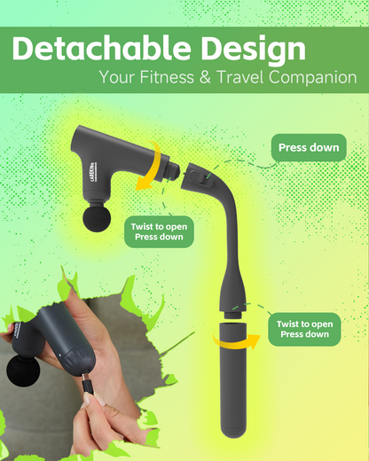3 Style Back Massage Gun with Extended Handle for Hard-to-Reach Areas, Convertible Massager Pain Relief Deep Tissue Percussion Muscle Massager Shoulder, and Legs for Men and Women