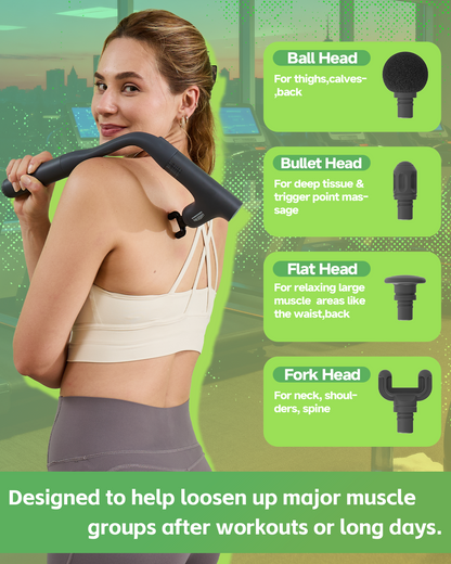 3 Style Back Massage Gun with Extended Handle for Hard-to-Reach Areas, Convertible Massager Pain Relief Deep Tissue Percussion Muscle Massager Shoulder, and Legs for Men and Women